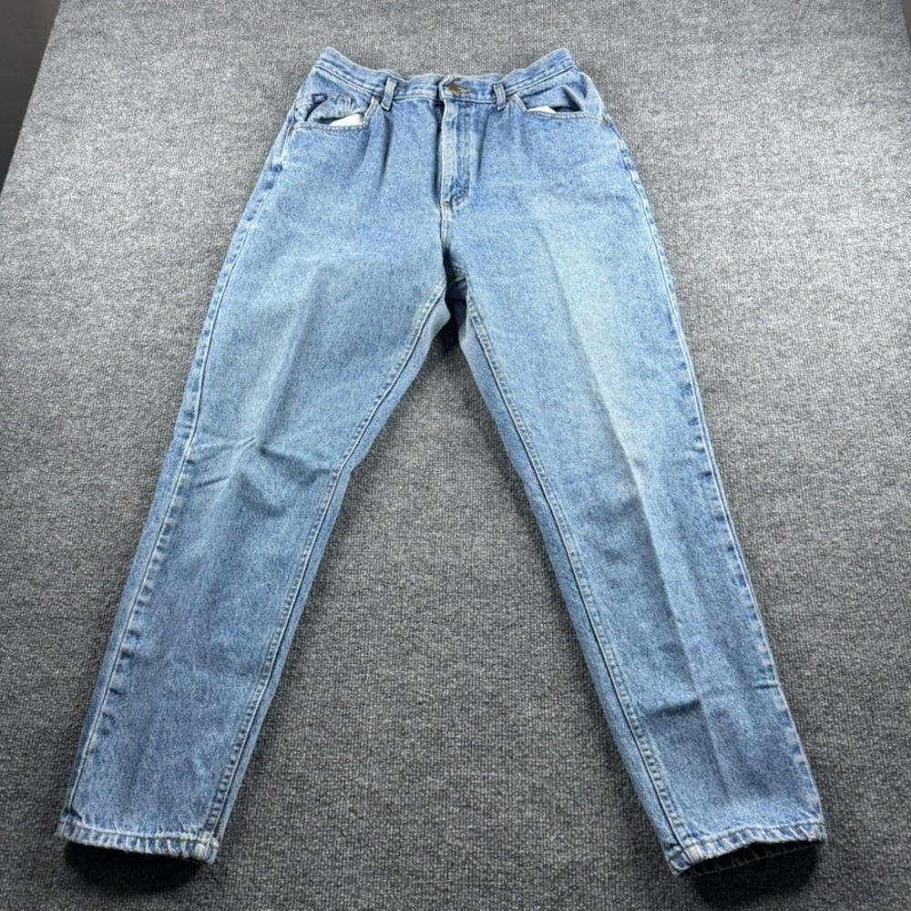 VINTAGE 80s Lee Riders Jeans Womens 15 Blue Tapered Leg Light Wash Cowgirl Denim
